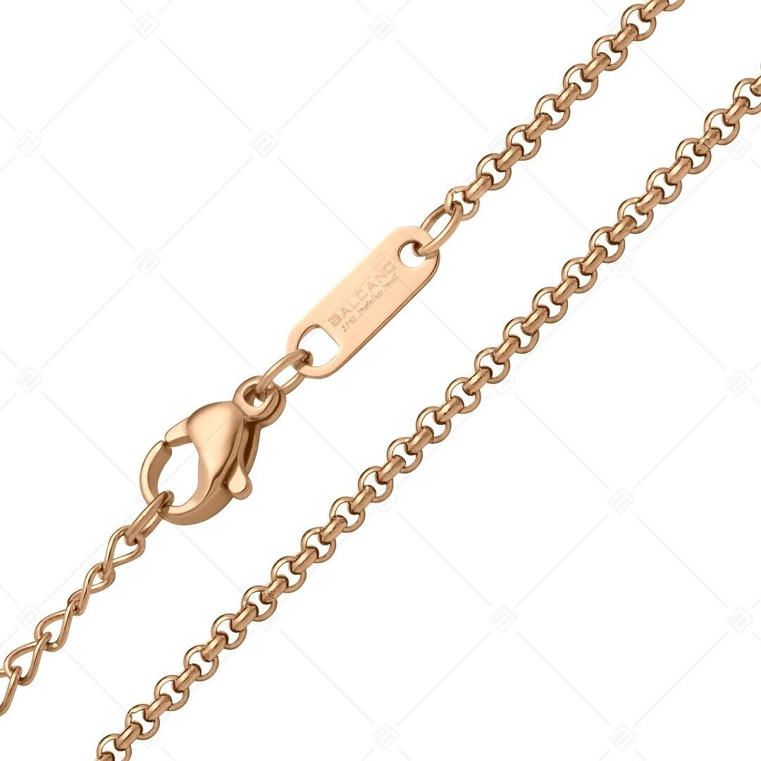BALCANO - Cadena Belcher de acero inoxidable, chapada en oro rosa de 18 quilates, 2 mm