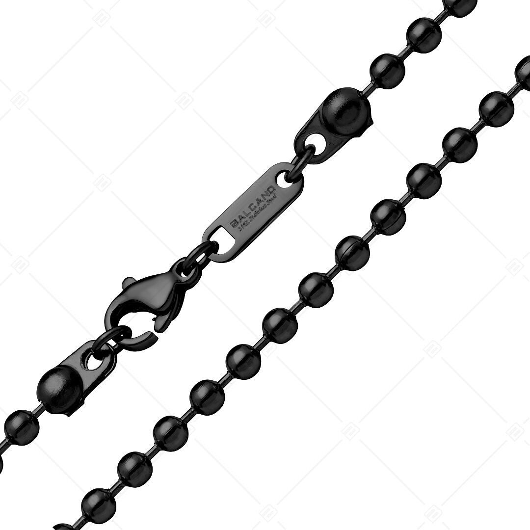 BALCANO - Cadena de bolas / Cadena de bolas de acero inoxidable, chapada en PVD negro - 3 mm