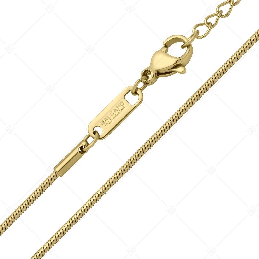 BALCANO - Cadena Serpiente Cuadrada / Cadena Serpiente Cuadrada de Acero Inoxidable, Baño de Oro 18K - 1,2 mm