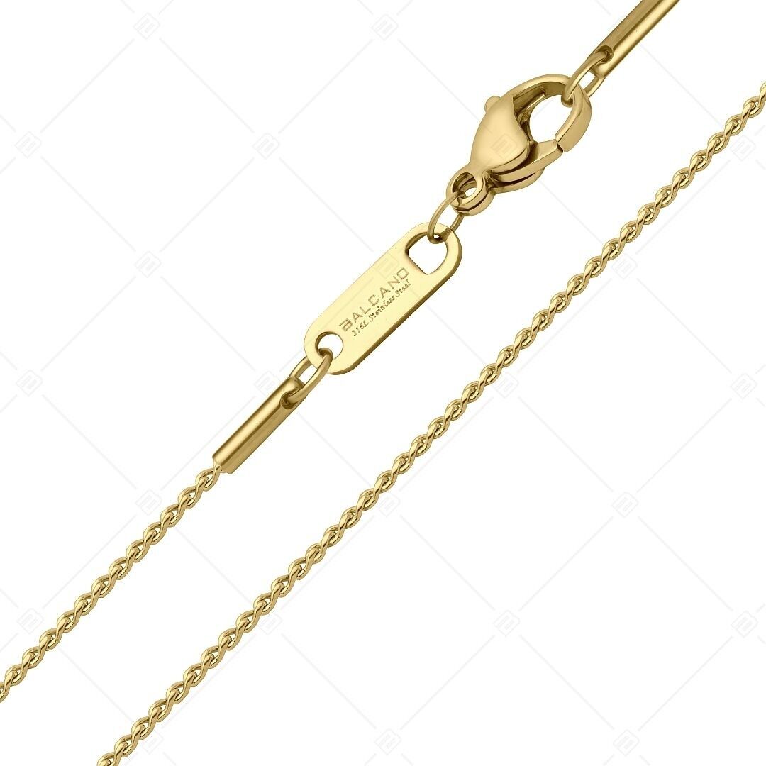 BALCANO - Spiga / Cadena Spiga de acero inoxidable, chapada en oro de 18 quilates - 1,1 mm
