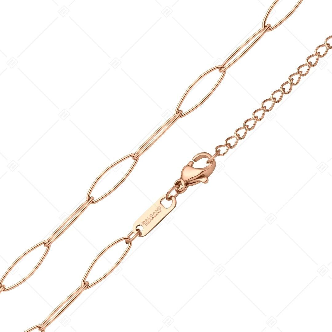 BALCANO - Cadena Marquesa / Marquesa de acero inoxidable, chapada en oro rosa de 18 quilates - 5 mm