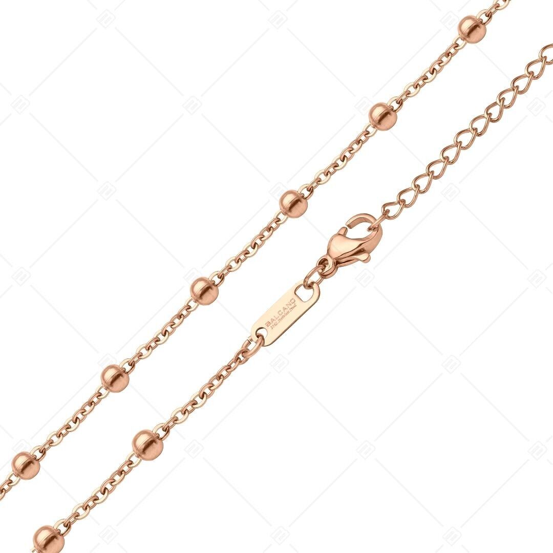 BALCANO - Beaded Cable / Stainless Steel Beaded Cable Chain, 18K Rose Gold Plated - 2 mm