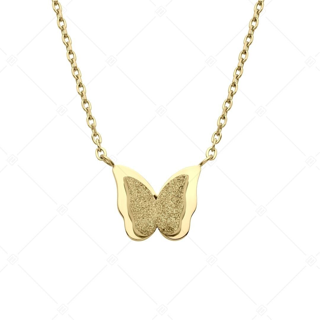 BALCANO - Papillon / Stainless Steel Butterfly Pendant Necklace, 18K Gold Plated