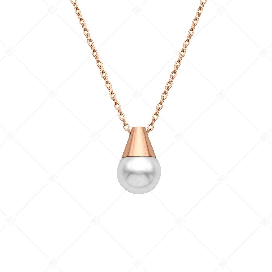 BALCANO - Ariel / Stainless Steel Pearl Pendant Necklace, 18K Rose Gold Plated