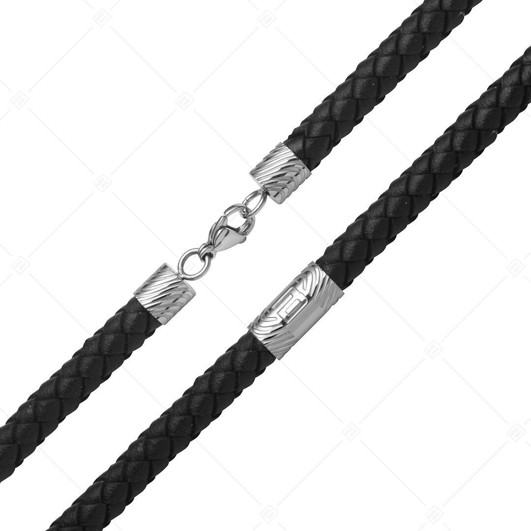 BALCANO - Trenzado / Braided Leather Necklace With Stainless Steel Ornaments
