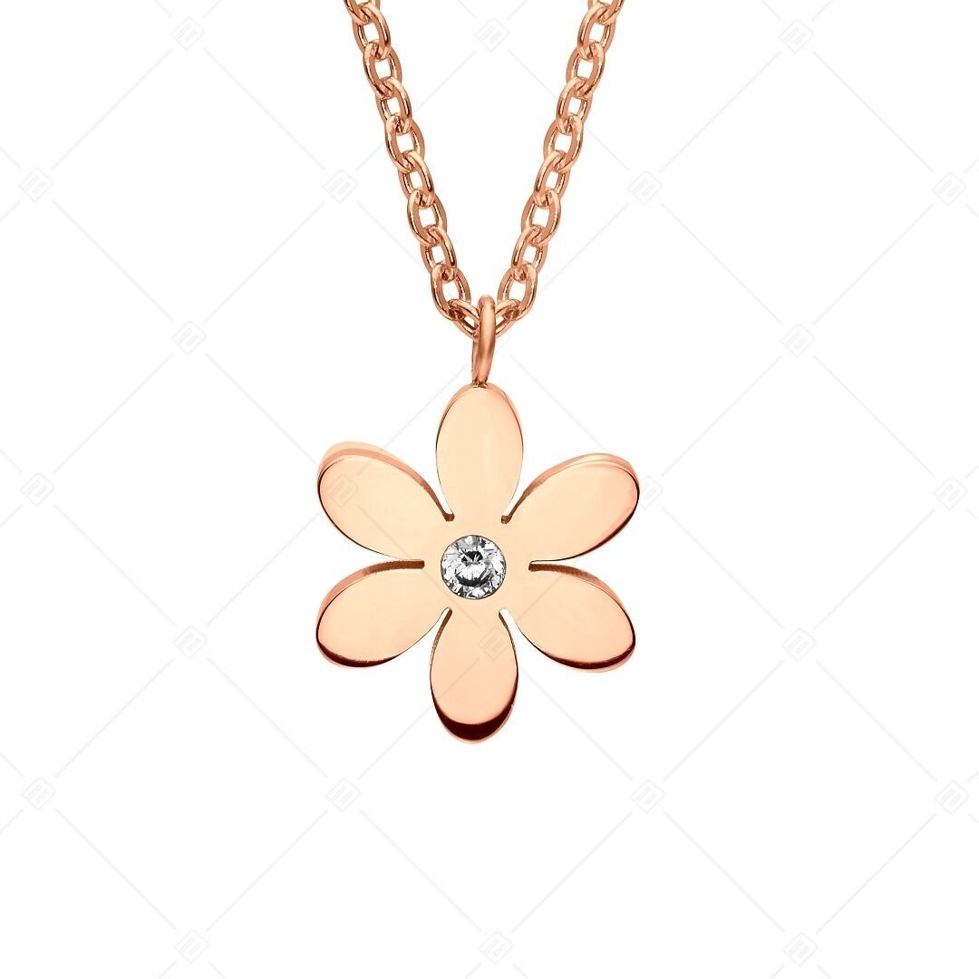 BALCANO - Dahlia / Stainless Steel Cable Chain With Flower Pendant, 18K Rose Gold Plated