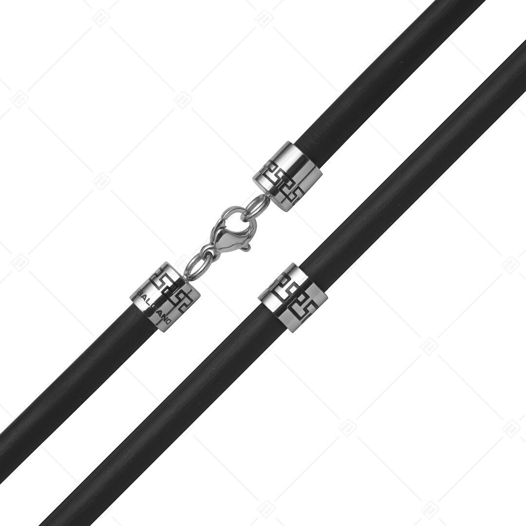 BALCANO - Capri / Rubber Necklace With Greek Patterned Stainless Steel Ornaments