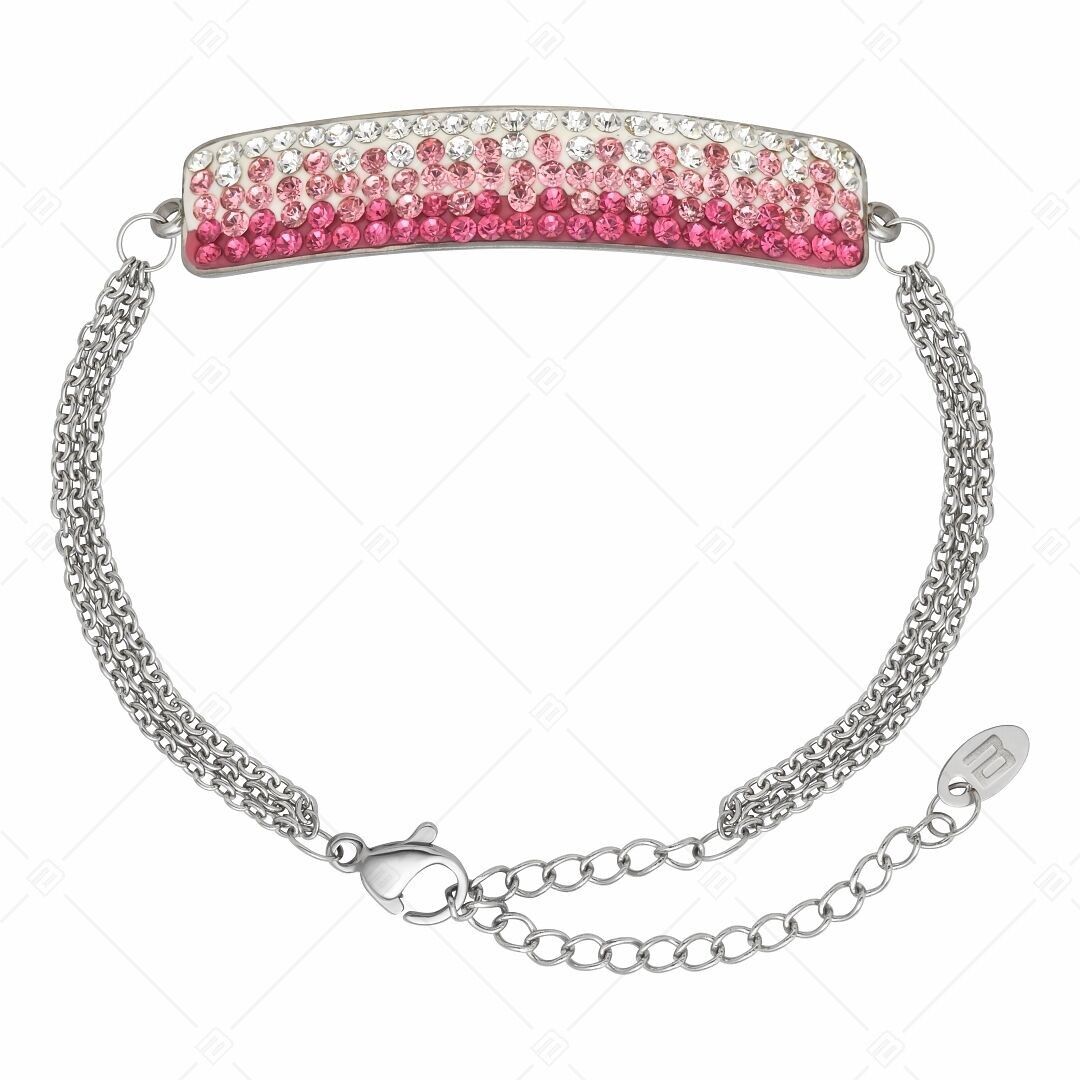 BALCANO - Tesoro / Stainless Steel Three Row Cable Chain Bracelet With Crystal Headpiece