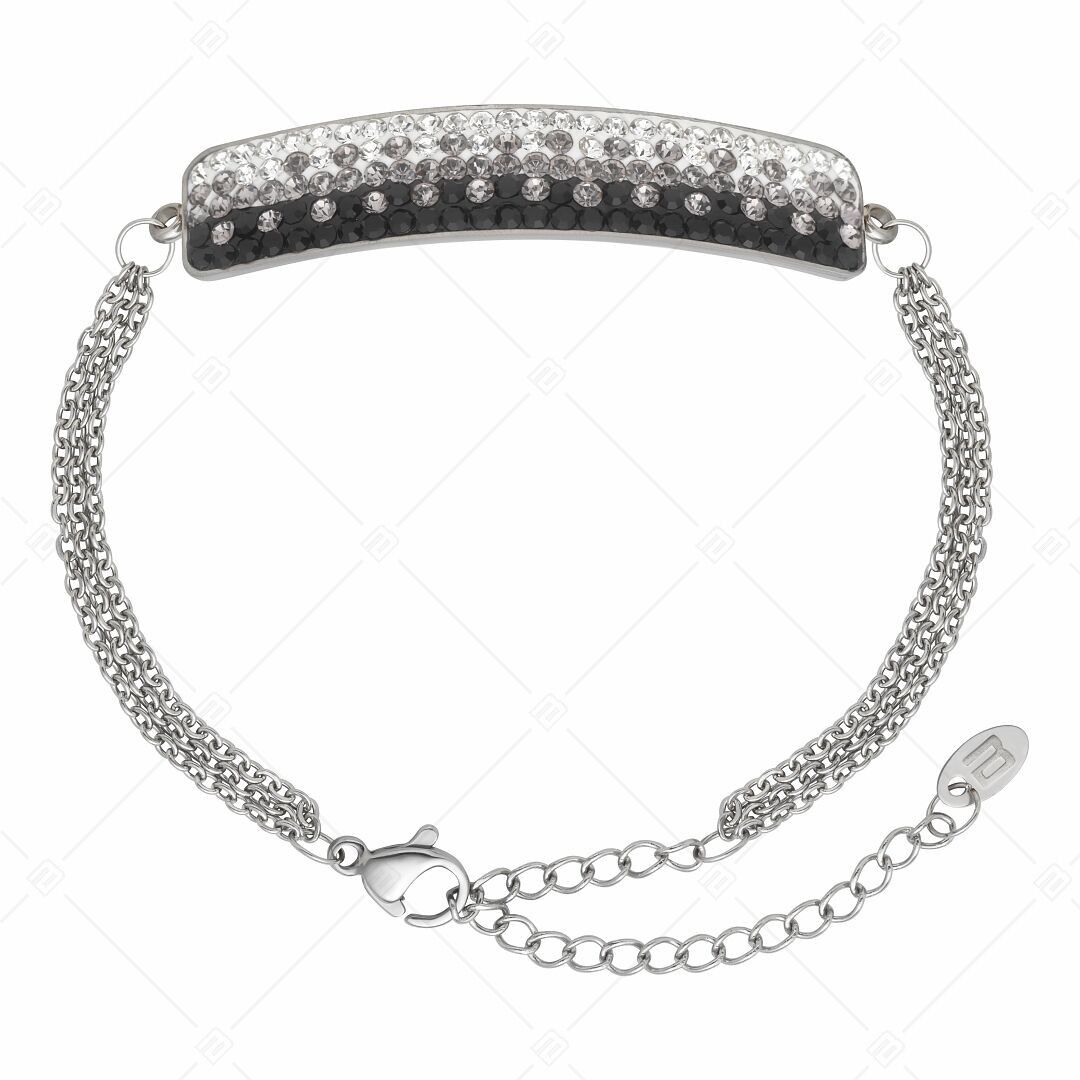 BALCANO - Tesoro / Stainless Steel Three Row Cable Chain Bracelet With Crystal Headpiece