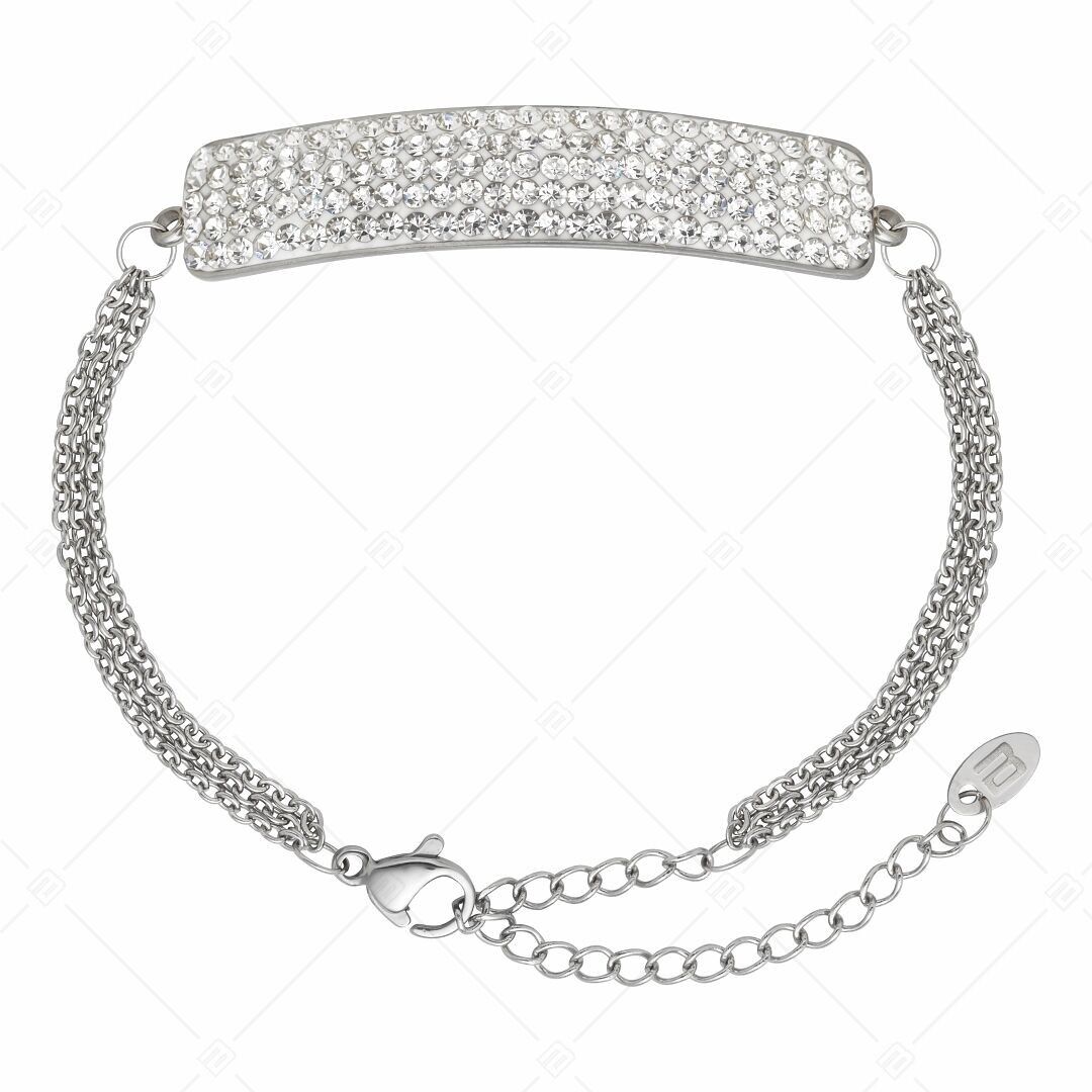 BALCANO - Tesoro / Stainless Steel Three Row Cable Chain Bracelet With Crystal Headpiece