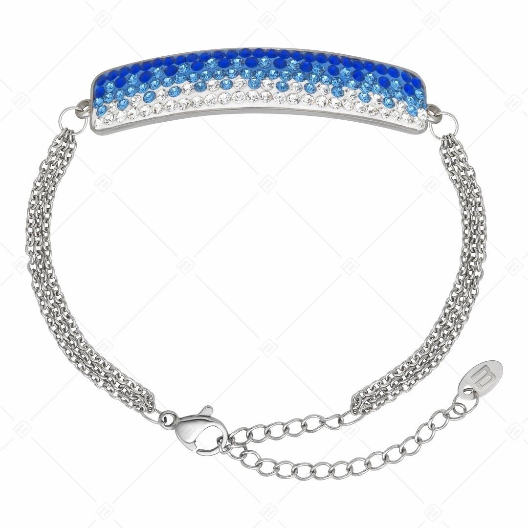 BALCANO - Tesoro / Stainless Steel Three Row Cable Chain Bracelet With Crystal Headpiece