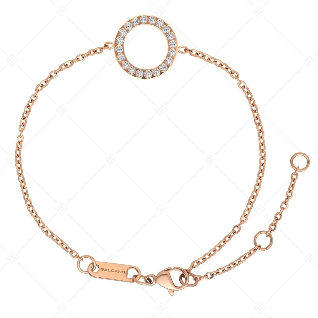 BALCANO - Veronic / Stainless Steel Bracelet With Round Pendant and Zirconia Gemstones, 18K Gold Plated