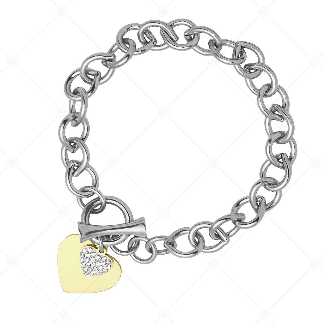 BALCANO - Nina / Stainless Steel Chain Bracelet With Heart Shaped Charm, 18K Gold Plated