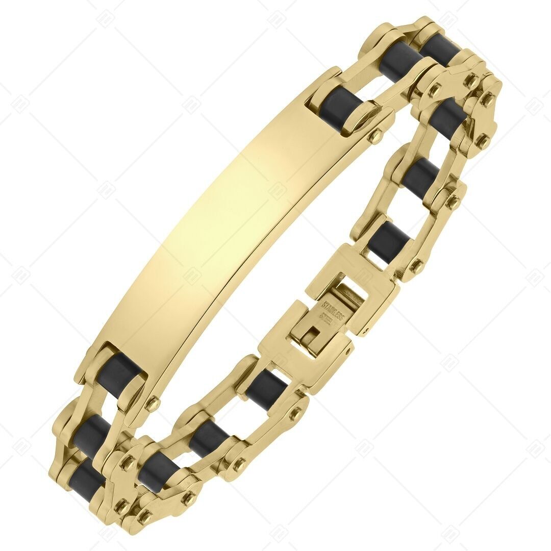 BALCANO - Brandon / Stainless Steel Bike Link Chain, Black PVD Plated, 18K Gold Plated