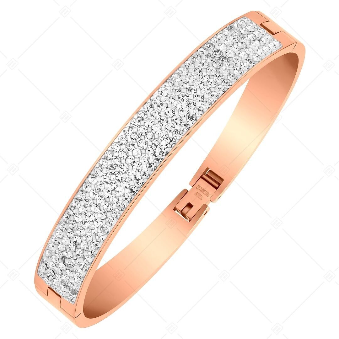 BALCANO - Elisabeth / Stainless Steel Bangle Bracelet With Crystals, 18K Rose Gold Plated