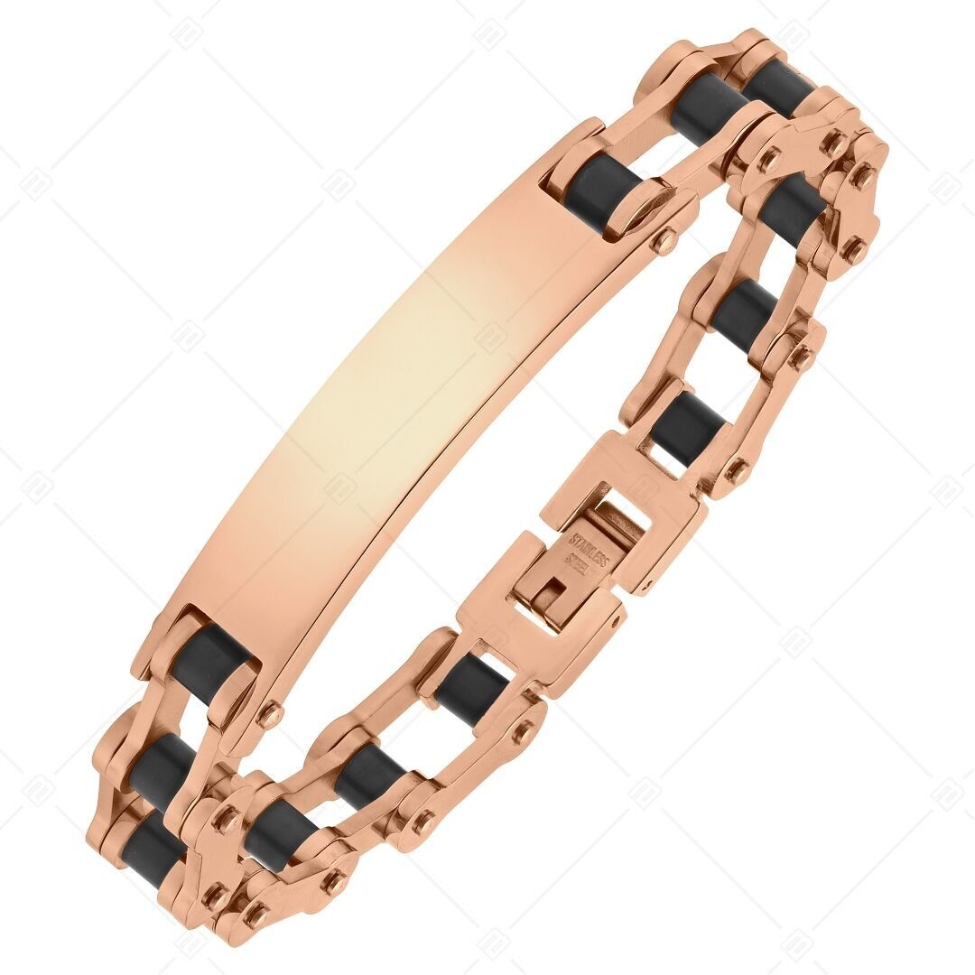 BALCANO - Brandon / Chaîne de vélo à maillons en acier inoxydable, plaquée PVD noir, plaquée or rose 18 carats