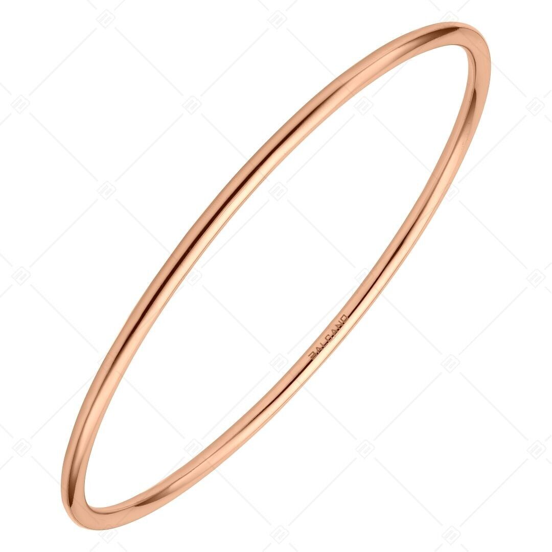 BALCANO - Simply / Classic Stainless Steel Round Bangle Bracelet, 18K Rose Gold Plated - 2,5 mm