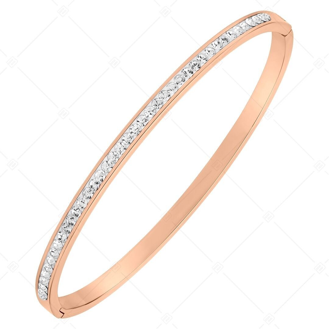 BALCANO - Lucia / Stainless Steel Bangle Bracelet With Crystals, 18K Rose Gold Plated