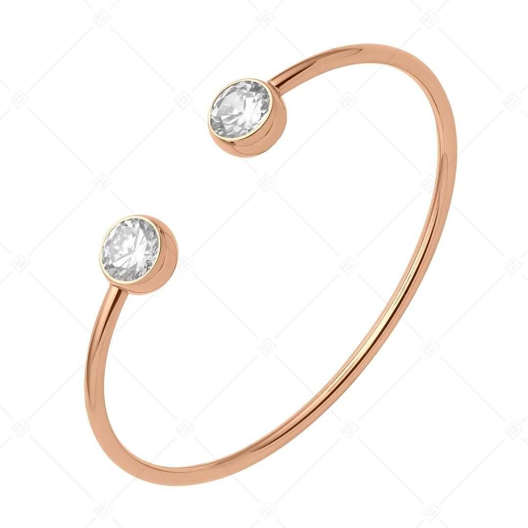 BALCANO - Nova / Stainless Steel Bangle Bracelet with Zirconia Gemstones, 18K Rose Gold Plated