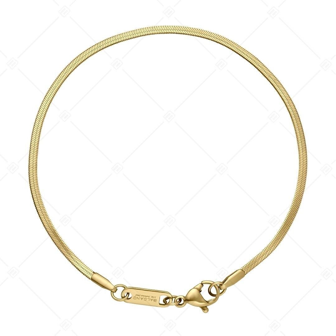 BALCANO - Pulsera de Serpiente Aplanada / Pulsera de Serpiente Aplanada de Acero Inoxidable, Baño de Oro de 18 quilates - 1,9 mm
