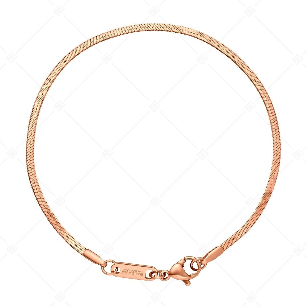 BALCANO - Pulsera de cadena de serpiente aplanada / Pulsera de cadena de serpiente aplanada de acero inoxidable, chapada en oro rosa de 18 quilates - 1,9 mm