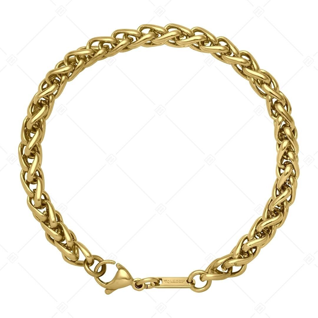 BALCANO - Pulsera de cadena trenzada de acero inoxidable chapada en oro de 18 quilates - 6 mm