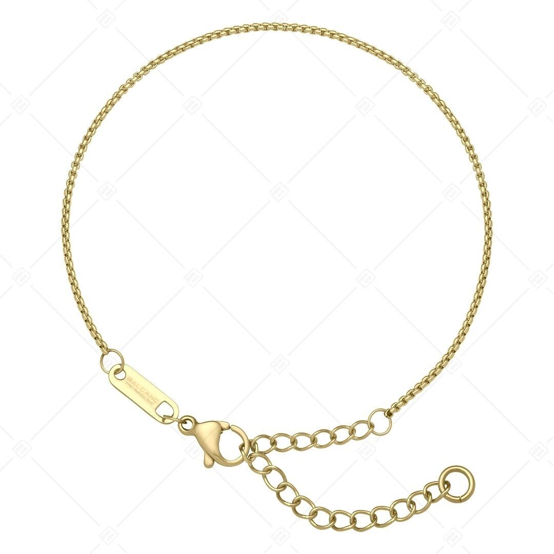 BALCANO - Pulsera de cadena veneciana redonda / Pulsera de cadena veneciana redonda de acero inoxidable, chapada en oro de 18 quilates - 1,2 mmC