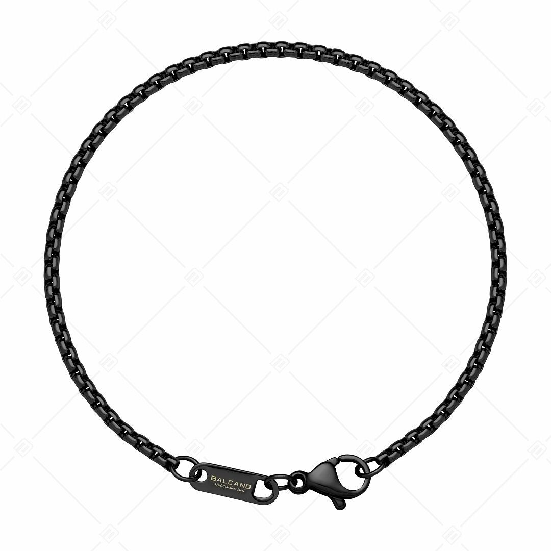BALCANO - Pulsera veneciana redonda de acero inoxidable con baño de PVD negro (2 mm)