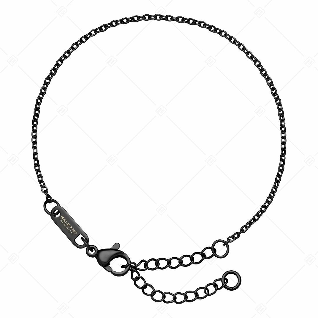 BALCANO - Pulsera de cadena de cable plano de acero inoxidable con baño de PVD negro - 1,5 mm
