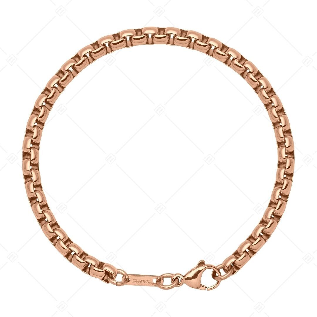 BALCANO - Pulsera veneciana redonda de acero inoxidable con cadena veneciana, chapada en oro rosa de 18 quilates - 5 mm