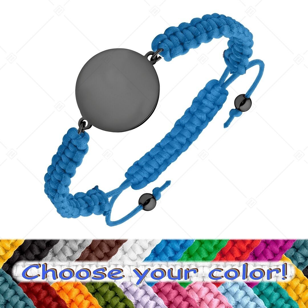 BALCANO - Friendship / Bracelet With Round Stainless Steel Engravable Head, Black PVD Plated