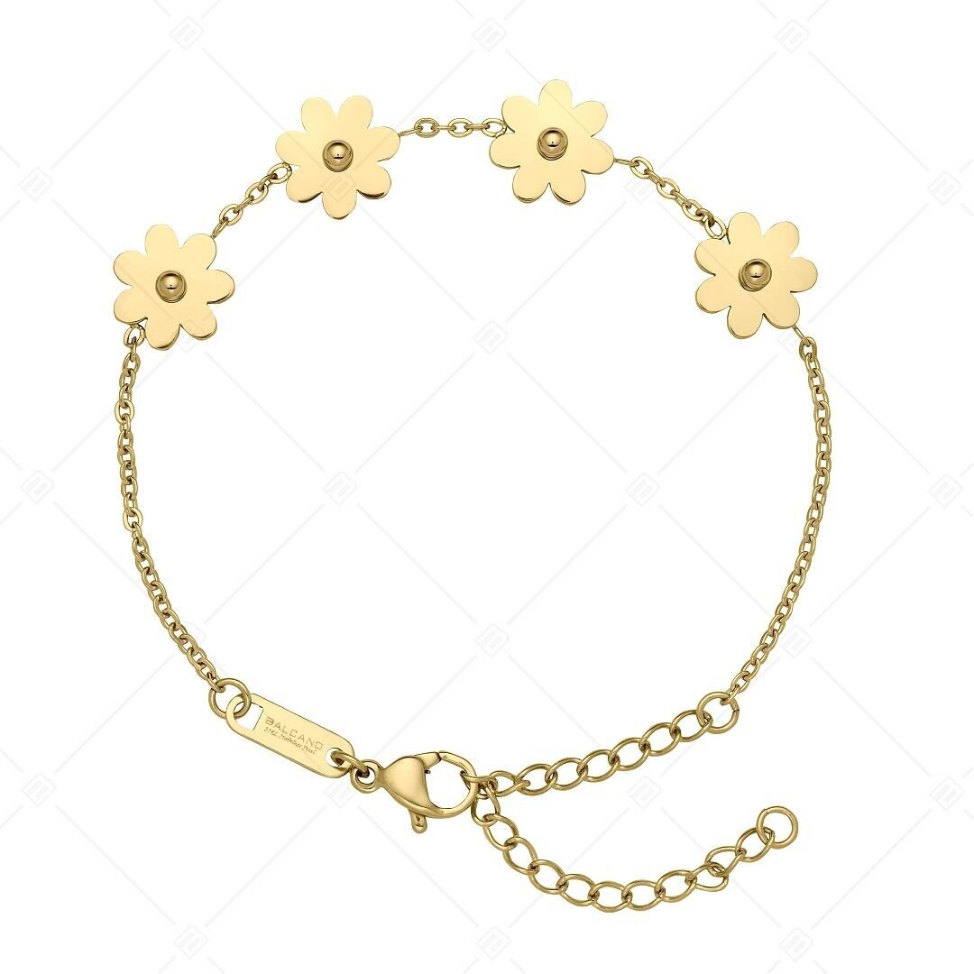 BALCANO - Pulsera de acero inoxidable con forma de margarita, chapada en oro de 18 quilates