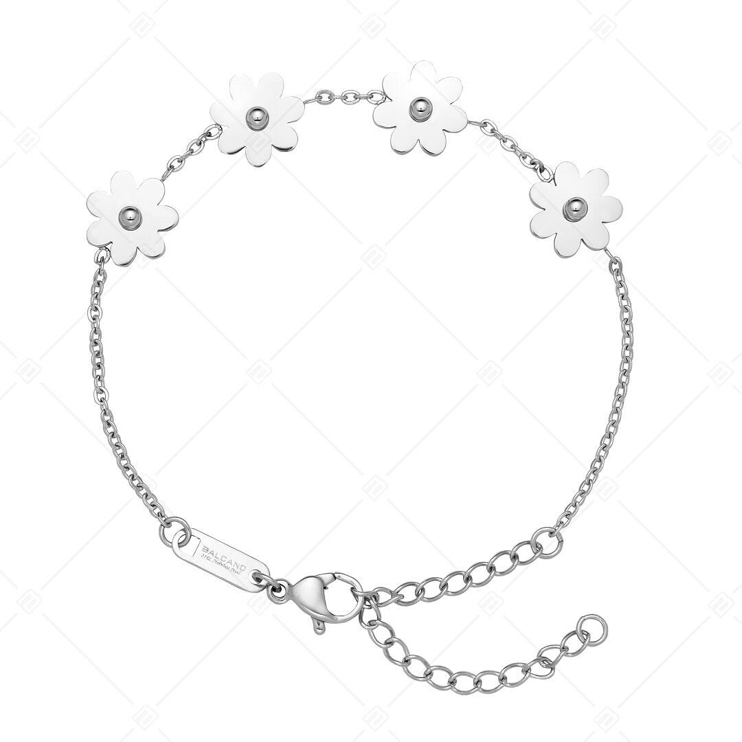 BALCANO - Pulsera de acero inoxidable con forma de margarita, muy pulida