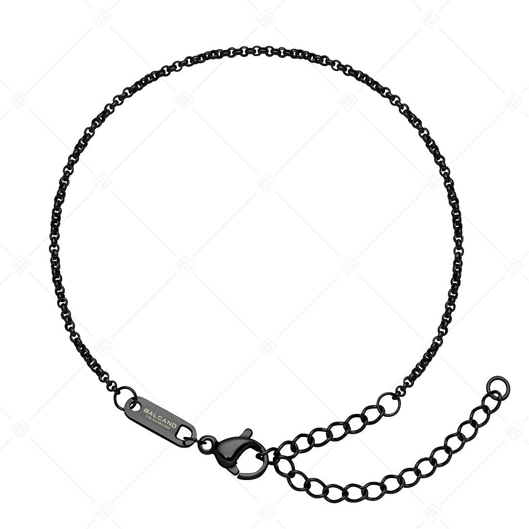 BALCANO - Pulsera de cadena Belcher de acero inoxidable con baño de PVD negro - 1,5 mm