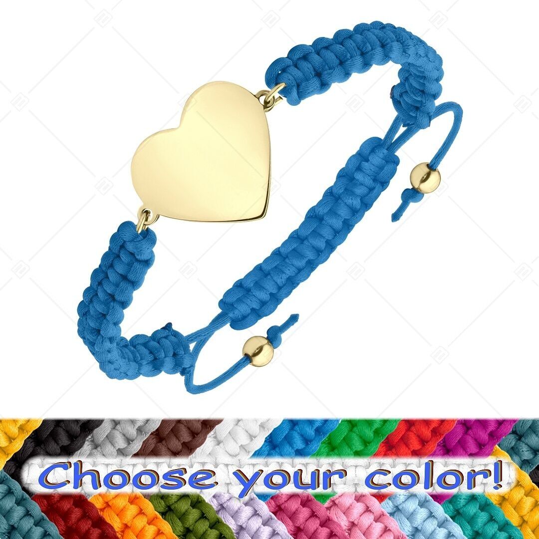 BALCANO - Pulsera de la Amistad con Cabeza de Corazón Grabable de Acero Inoxidable, Baño de Oro de 18 K