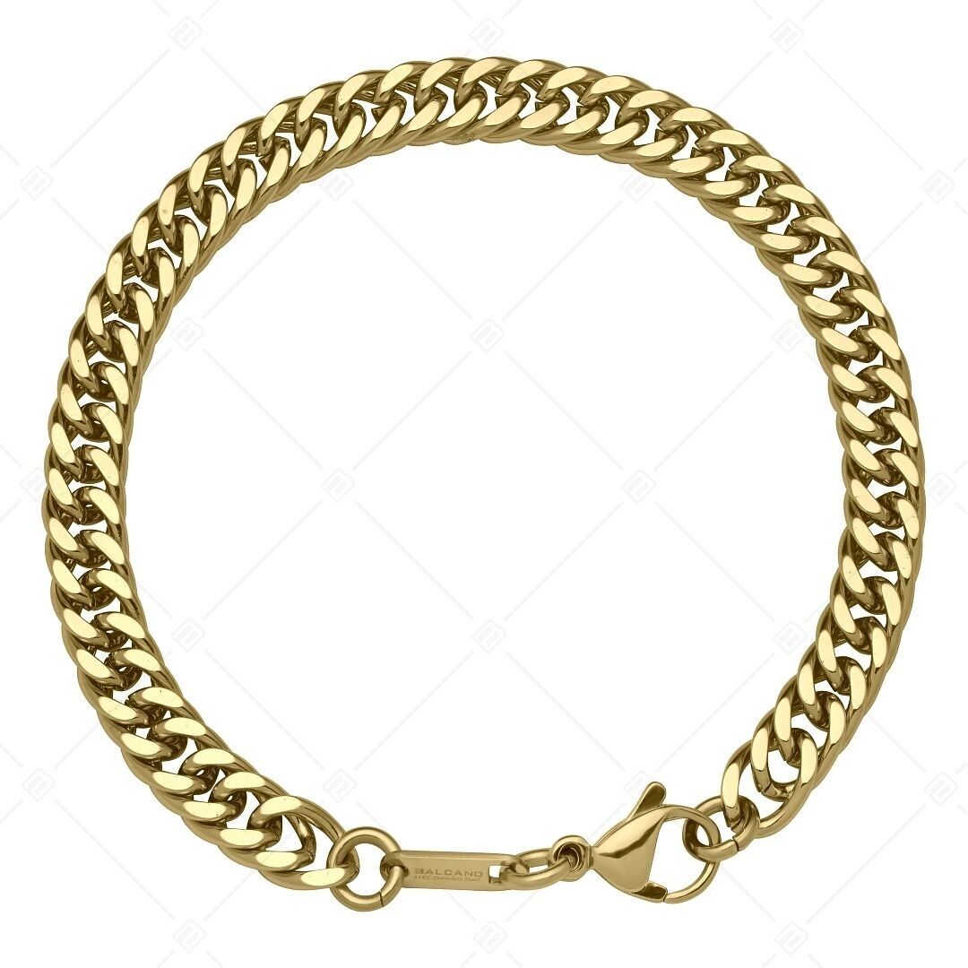 BALCANO - Pulsera de cadena de doble eslabones, chapada en oro de 18 quilates, 6 mm