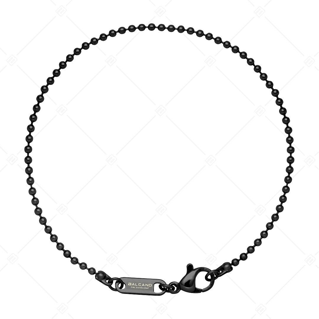 BALCANO - Pulsera de cadena de bolas de acero inoxidable con baño de PVD negro - 1,5 mm