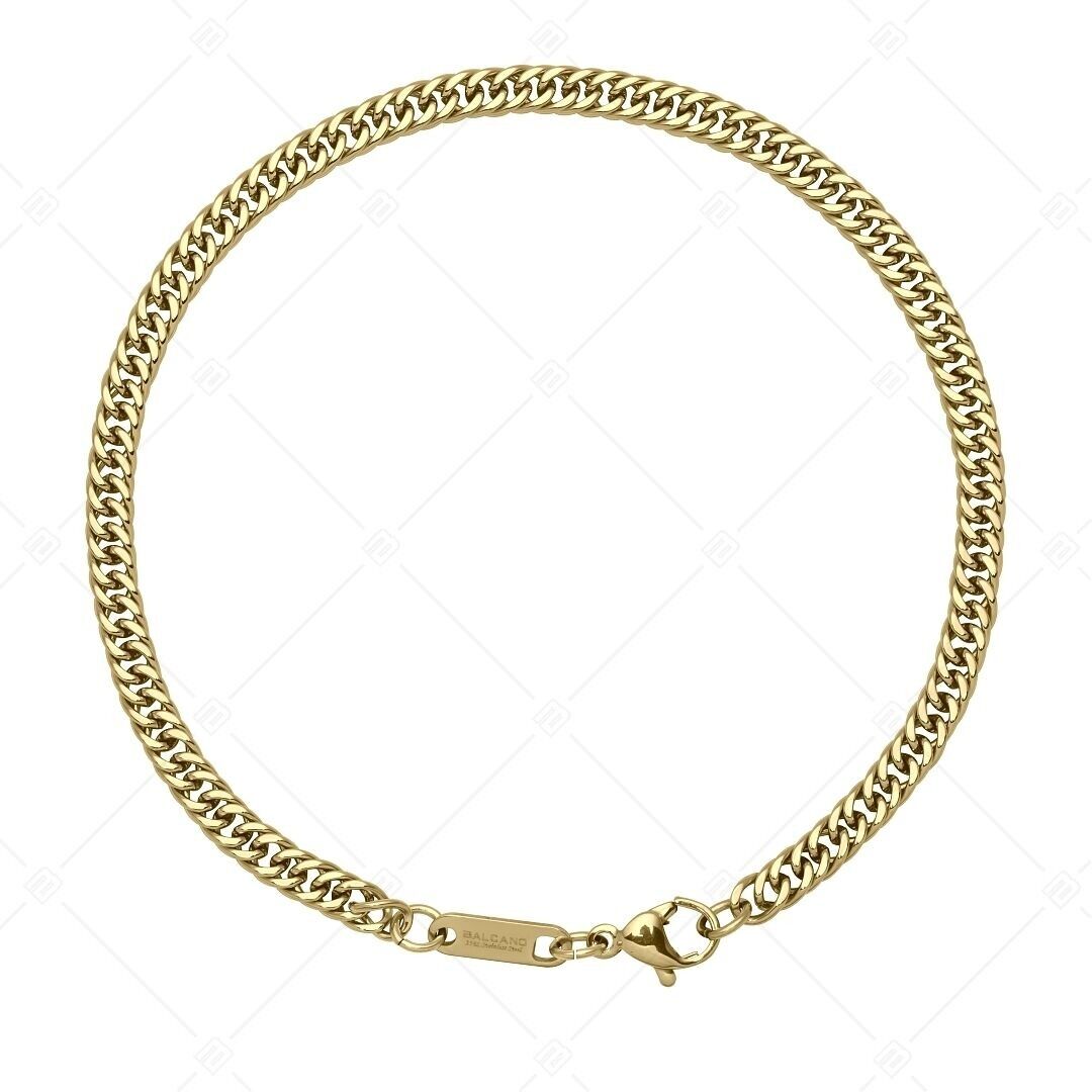 BALCANO - Double Curb / Stainless Steel Double Curb Chain-Bracelet, 18K Gold Plated - 4 mm