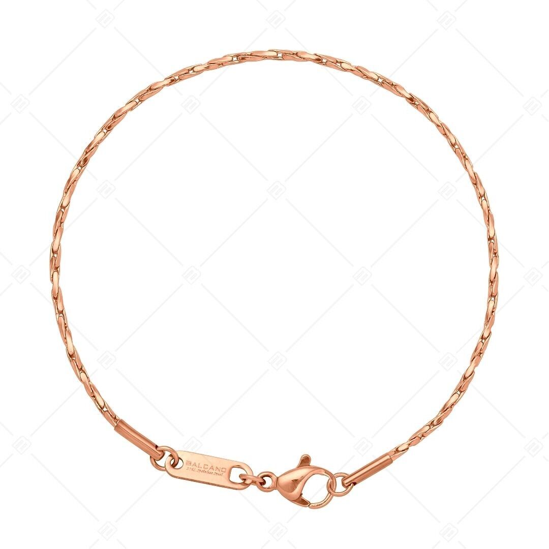 BALCANO - Twisted Cobra / Stainless Steel Twisted Crimpable Chain-Bracelet, 18K Rose Gold Plated - 1,35 mm