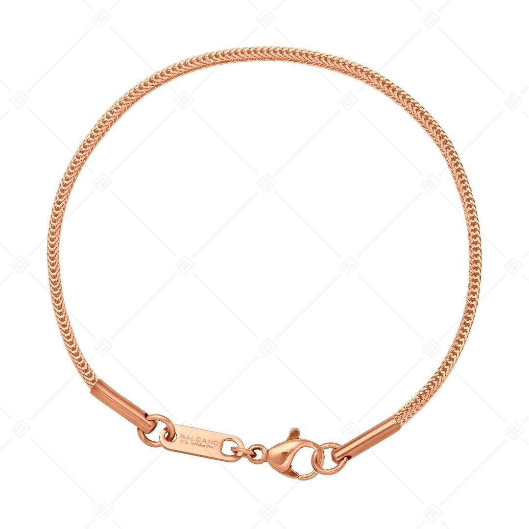 BALCANO - Foxtail / Stainless Steel Foxtail Chain-Bracelet, 18K Rose Gold Plated - 1,5 mm