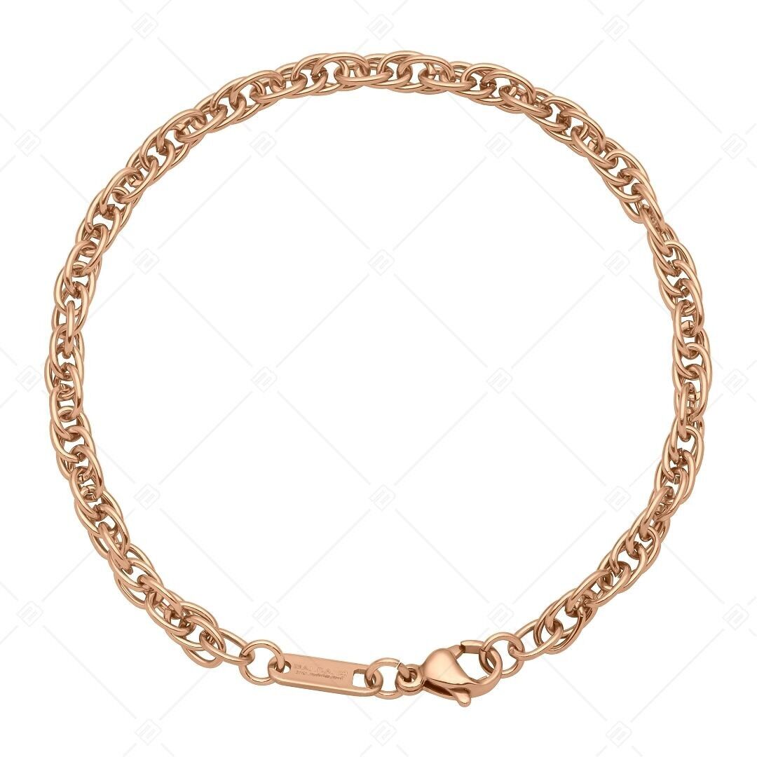 BALCANO - Prince of Wales / Stainless Steel Prince of Wales Chain-Bracelet, 18K Rose Gold Plated - 4 mm