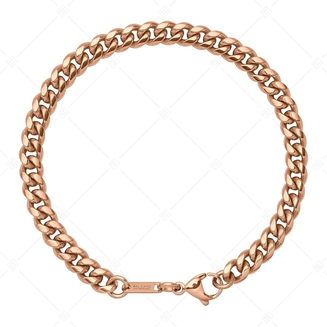 BALCANO - Curb / Stainless Steel Curb Chain-Bracelet, 18K Rose Gold Plated - 6 mm