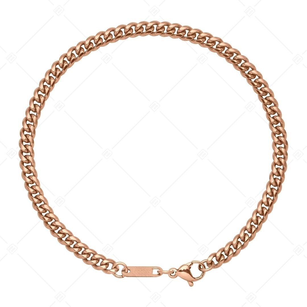 BALCANO - Curb / Stainless Steel Curb Chain-Bracelet, 18K Rose Gold Plated - 4 mm