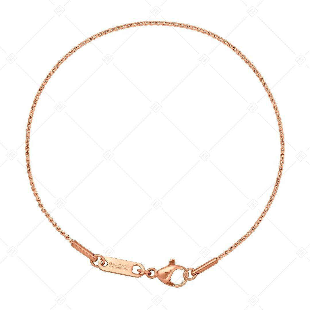 BALCANO - Spiga / Stainless Steel Spiga Chain-Bracelet, 18K Rose Gold Plated - 1,1 mm