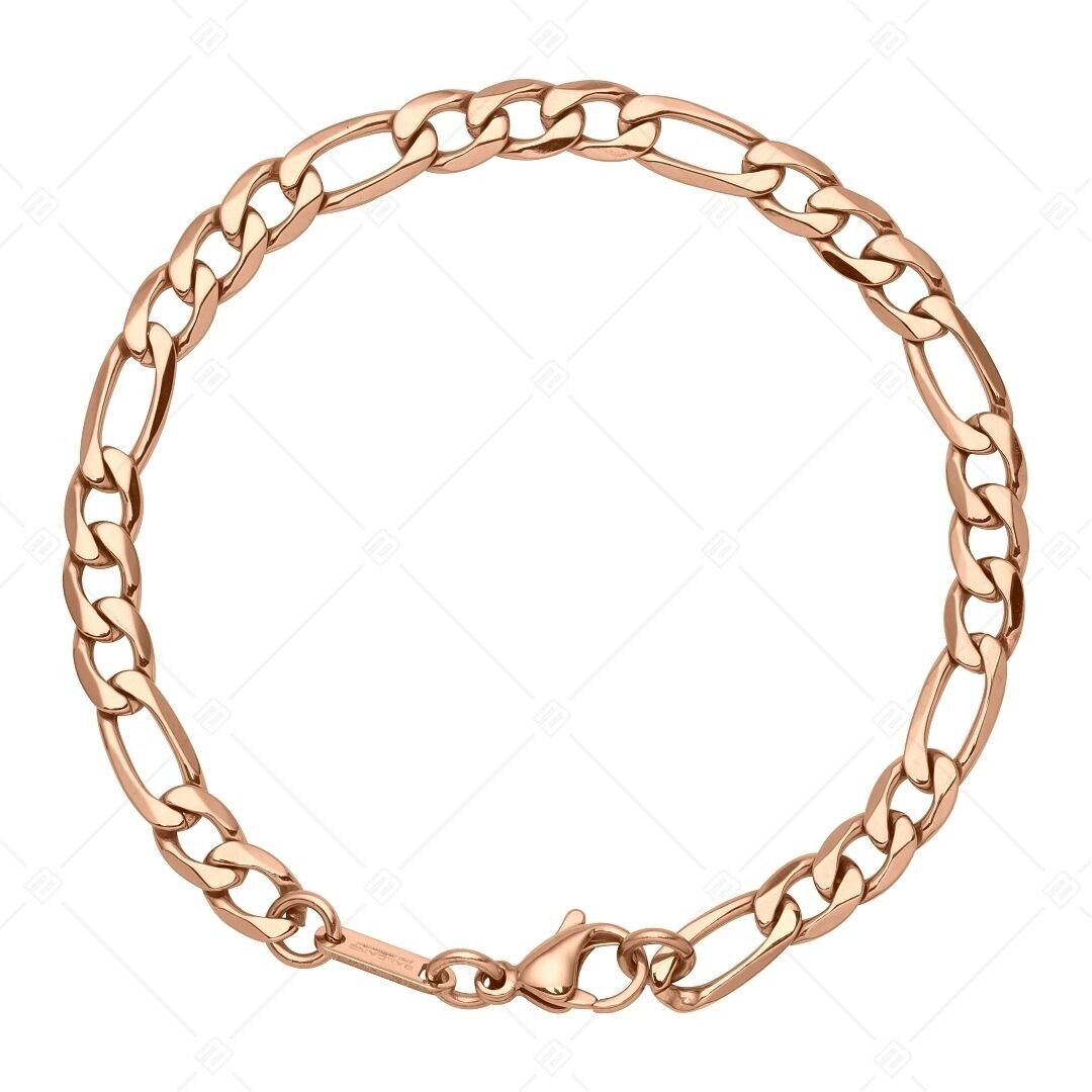 BALCANO - Figaro / Stainless Steel Figaro 3+1 Chain-Bracelet, 18K Rose Gold Plated - 6 mm