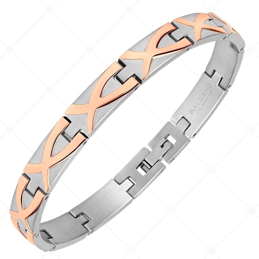 BALCANO - Gabby / Pulsera de acero inoxidable con acabado satinado y diseño único bañado en oro rosa de 18 quilates