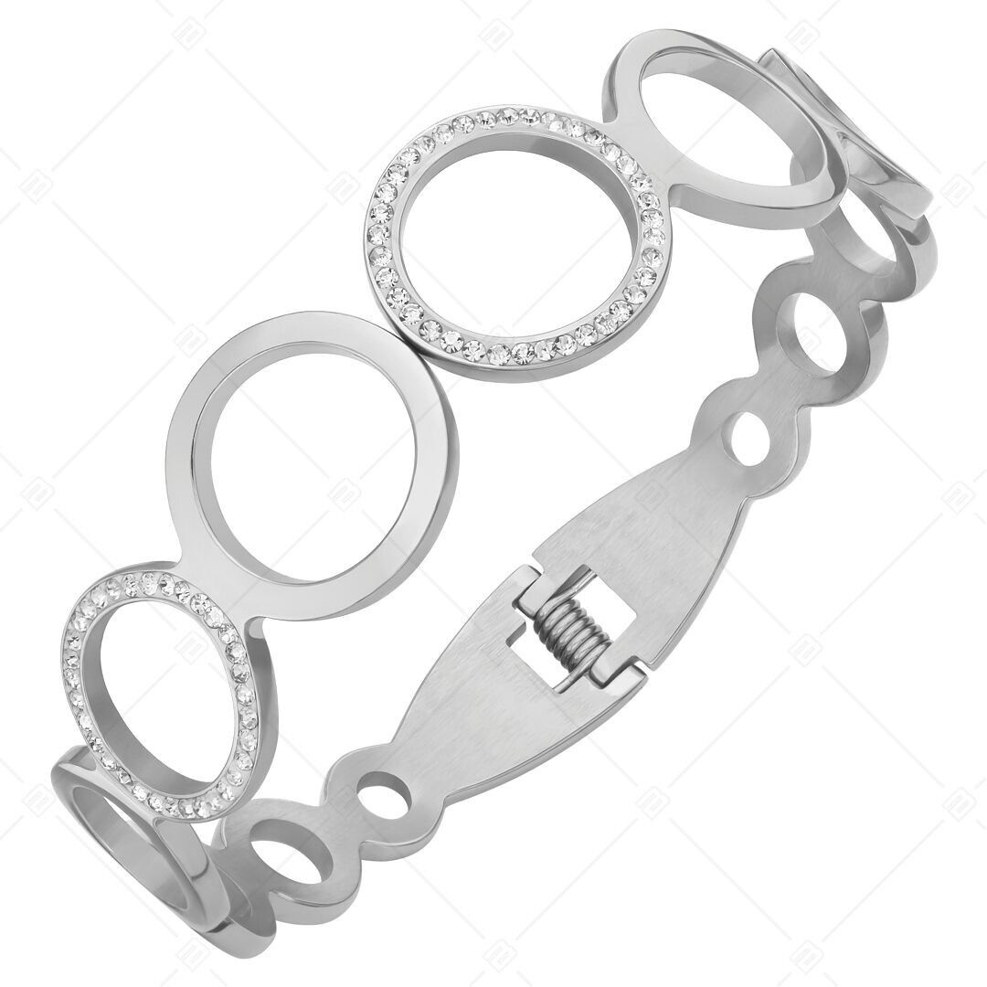 BALCANO - Pulsera Belle de acero inoxidable con alto brillo y cristales cilíndricos