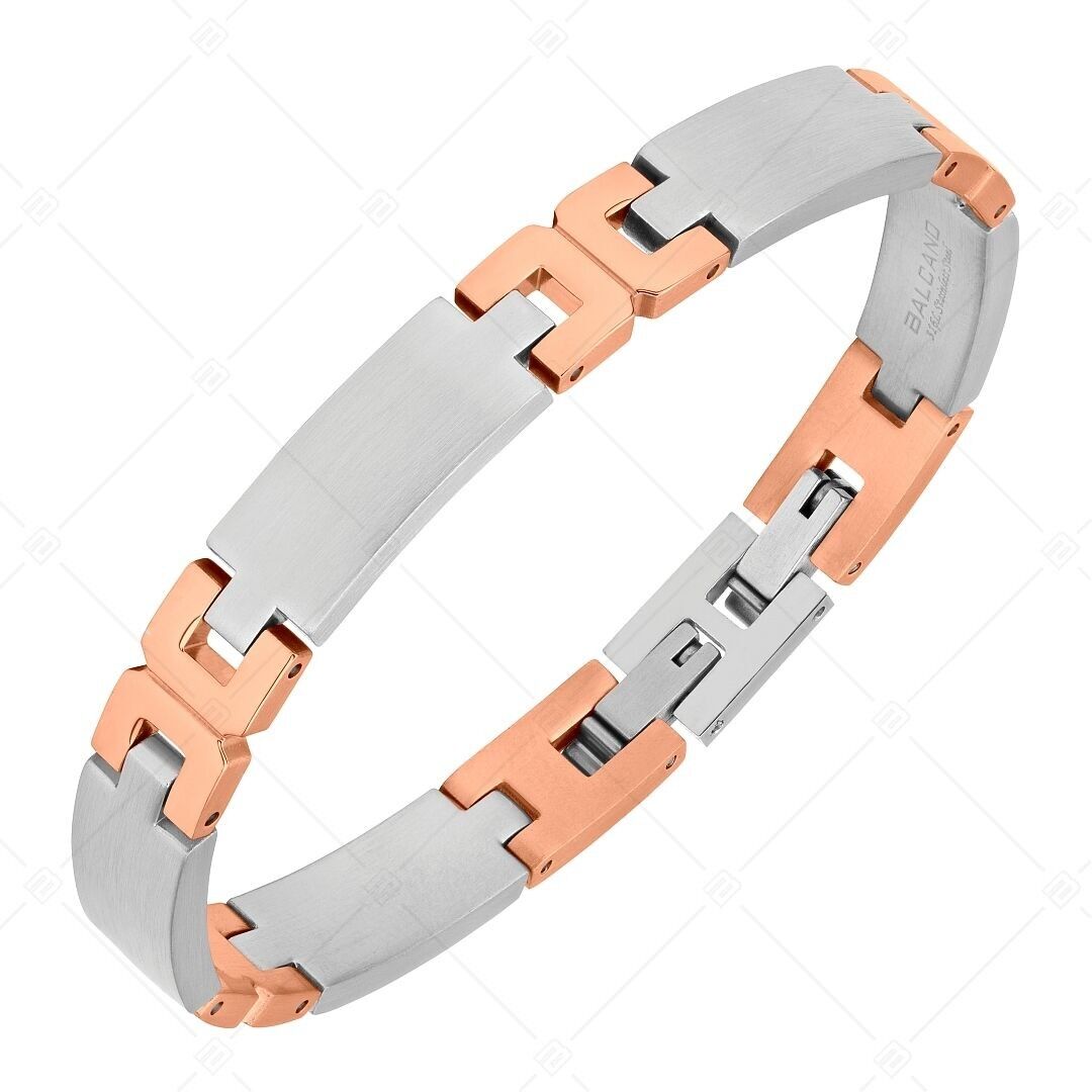 BALCANO - Pulsera Hailey de acero inoxidable con acabado satinado y diseño en forma de "H" bañado en oro rosa de 18 quilates