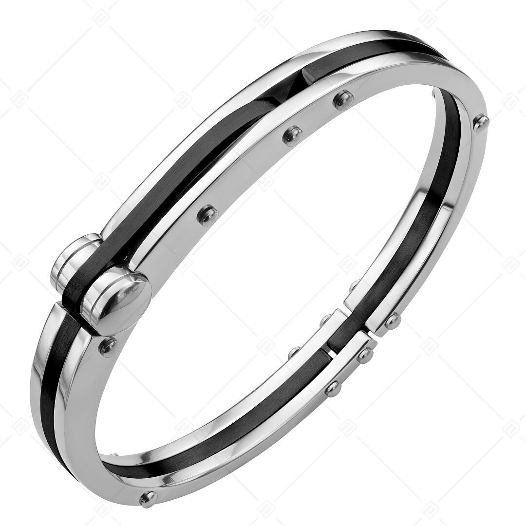 BALCANO - Beverly / Brazalete único de acero inoxidable con acabado pulido y baño de PVD negro