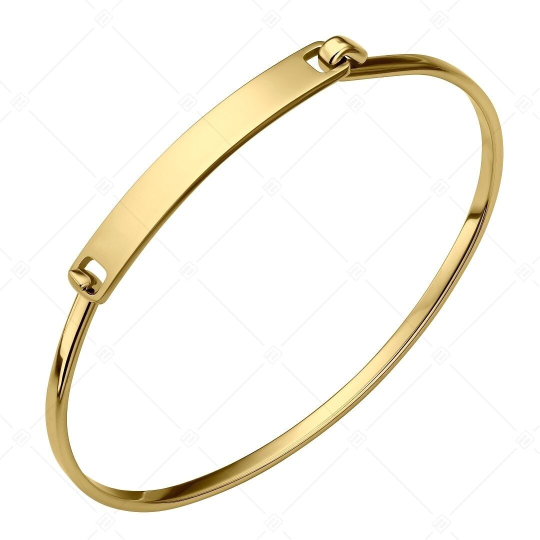 BALCANO - Clara / Brazalete minimalista de acero inoxidable con acabado pulido y baño de oro de 18 quilates
